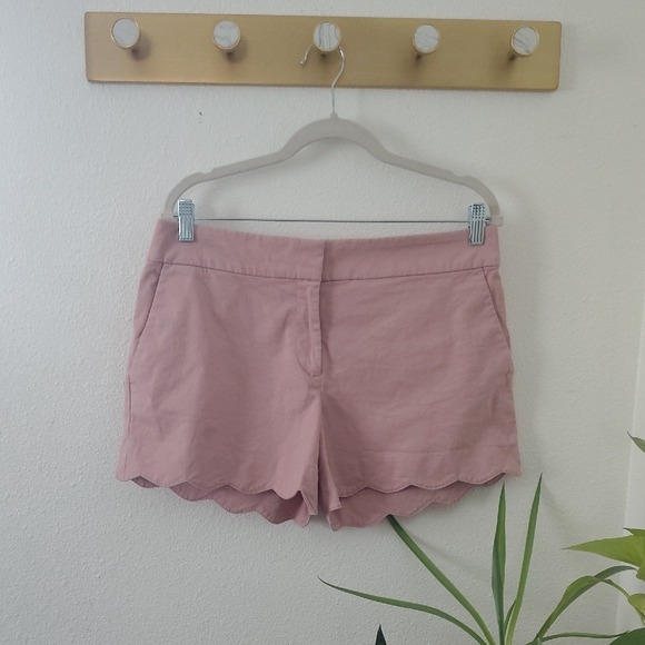LOFT Light Pink Scalloped Hem High Waist Shorts - Picture 7 of 7